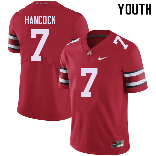 Ohio State Buckeyes Jordan Hancock Youth #7 Red Authentic Stitched College Football Jersey